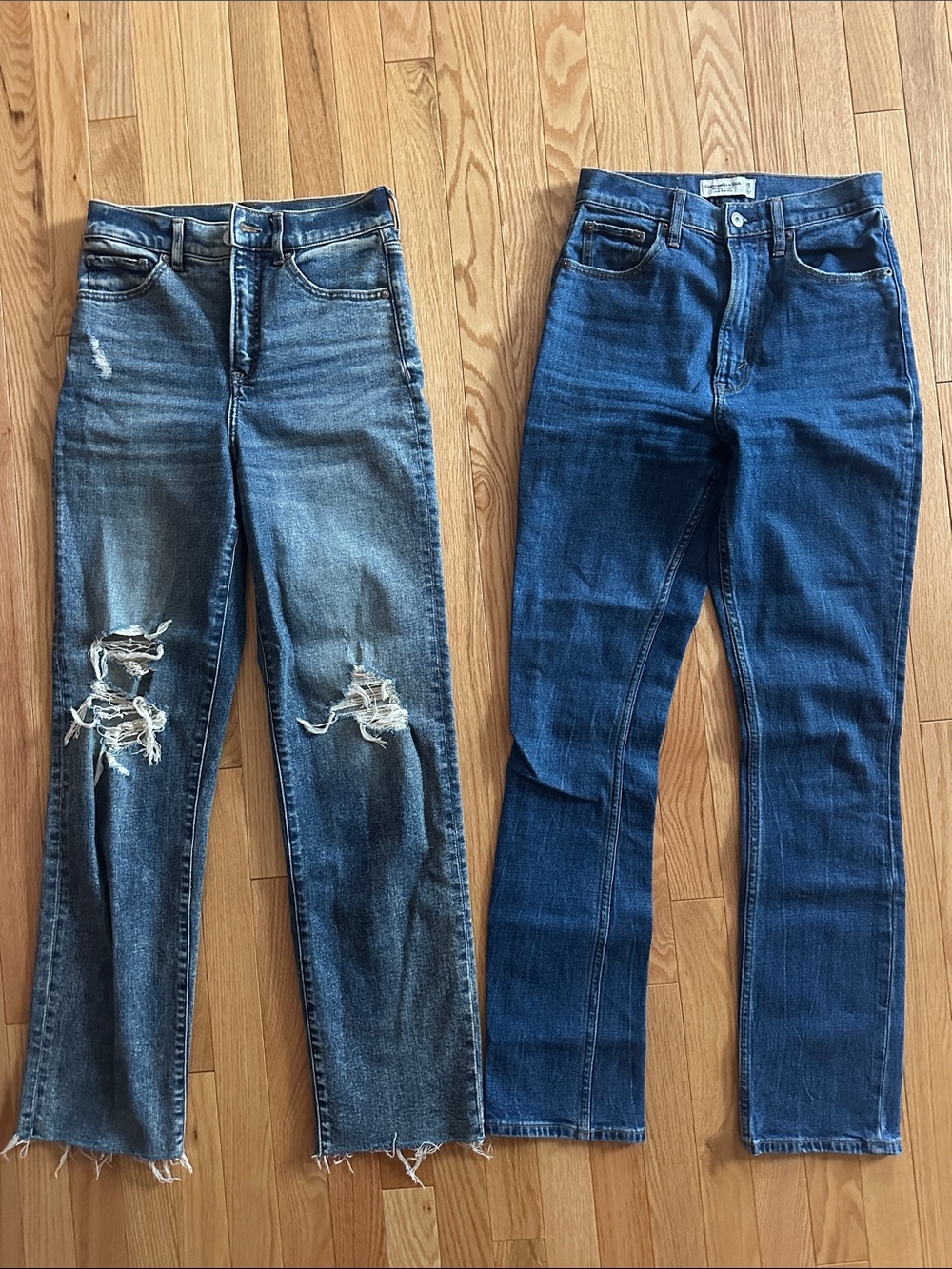 Abercrombie & Fitch Straight-Leg Jeans Duo - Light Blue Distressed & Dark Blue